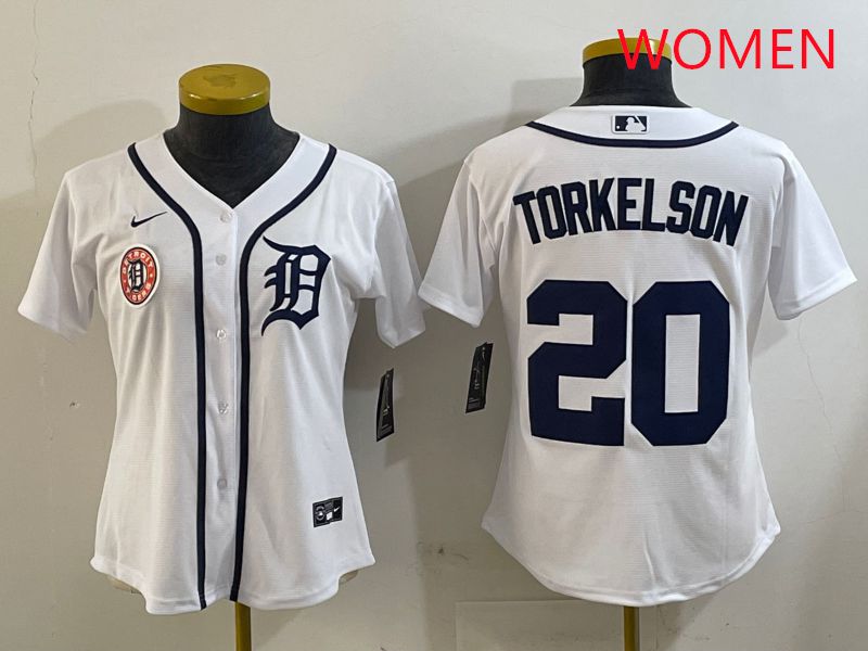 Women Detroit Tigers 20 Torkelson White Game 2025 Nike MLB Jersey style 3